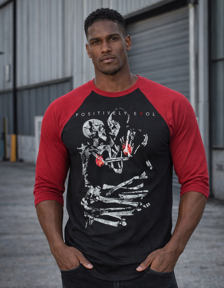 EMBRACE - PREMIUM 3/4 SLEEVE BASEBALL TEE - BLACK/RED