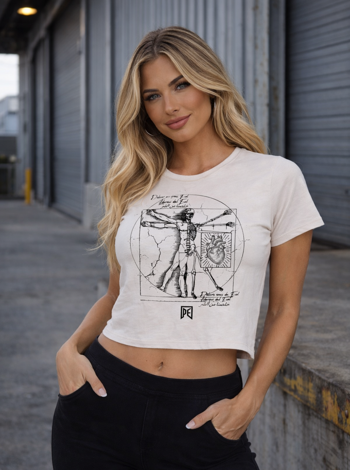 DELIVER US - PREMIUM WOMEN'S FESTIVAL CROP TEE - HEATHER DUST