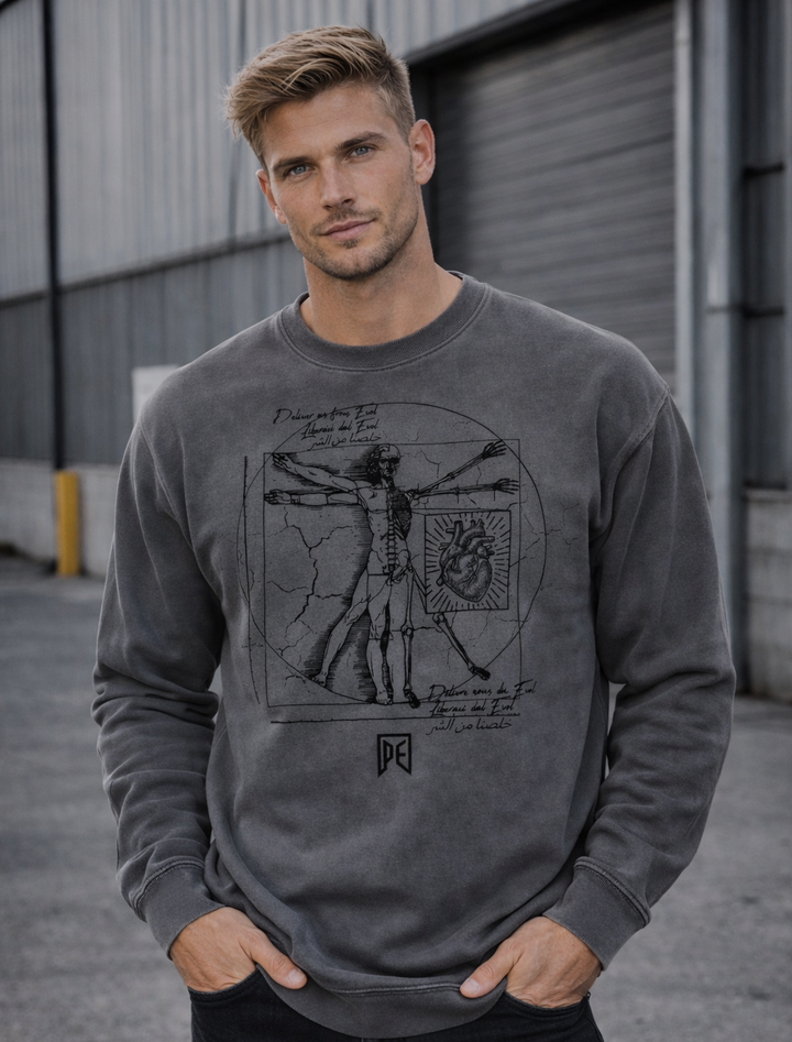 DELIVER US - PREMIUM MEN'S VINTAGE DYED SWEATSHIRT - CHARCOAL