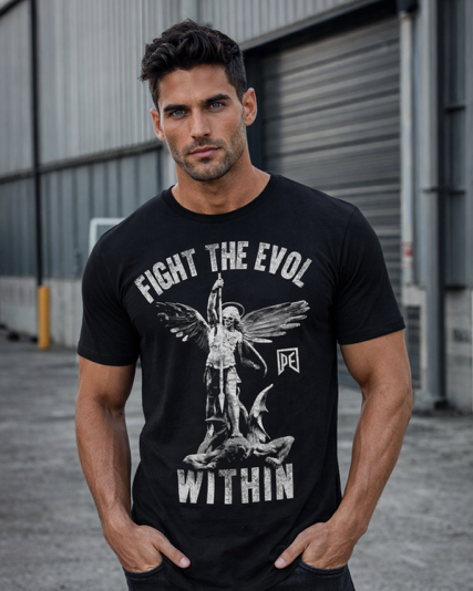 FIGHT THE EVOL WITHIN - PREMIUM MEN'S S/S LONG BODY T-SHIRT - BLACK