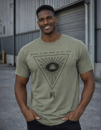 THE ROOT OF EVOL - PREMIUM MEN'S VINTAGE GARMENT DYED T-SHIRT - MOSS
