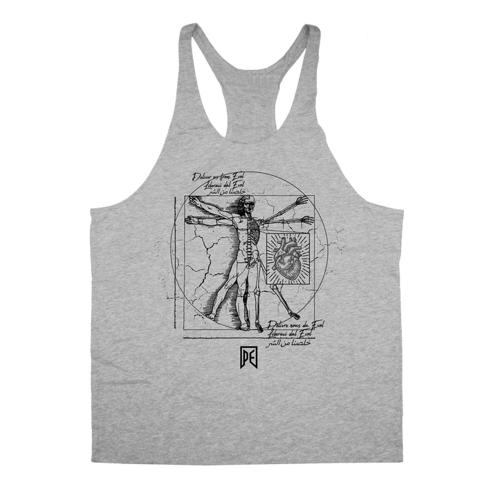 DELIVER US - PREMIUM MEN'S STRINGER TANK TOP - LIGHT GRAY HEATHER