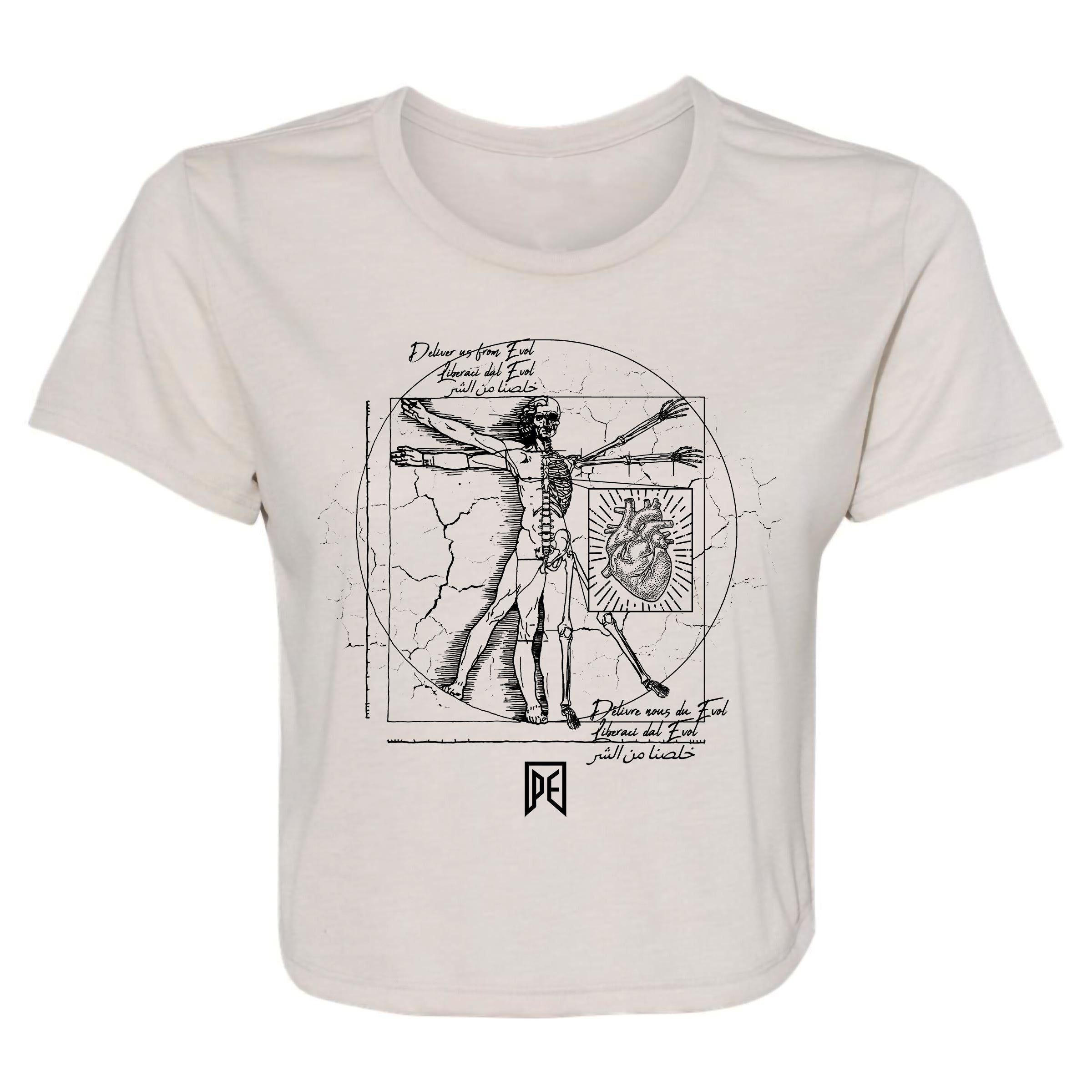 DELIVER US - PREMIUM WOMEN'S FESTIVAL CROP TEE - HEATHER DUST