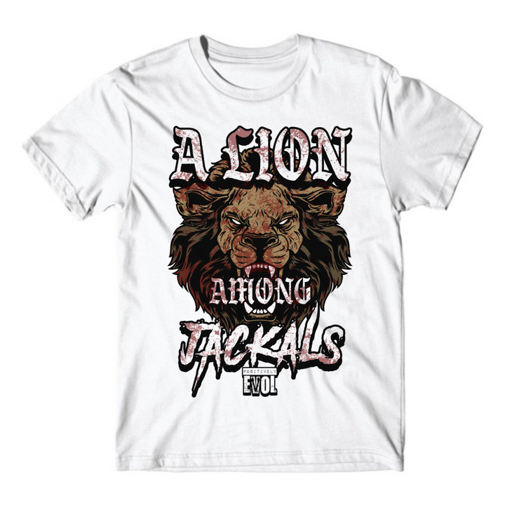 LION AMONG JACKALS - PREMIUM S/S T SHIRT- WHITE