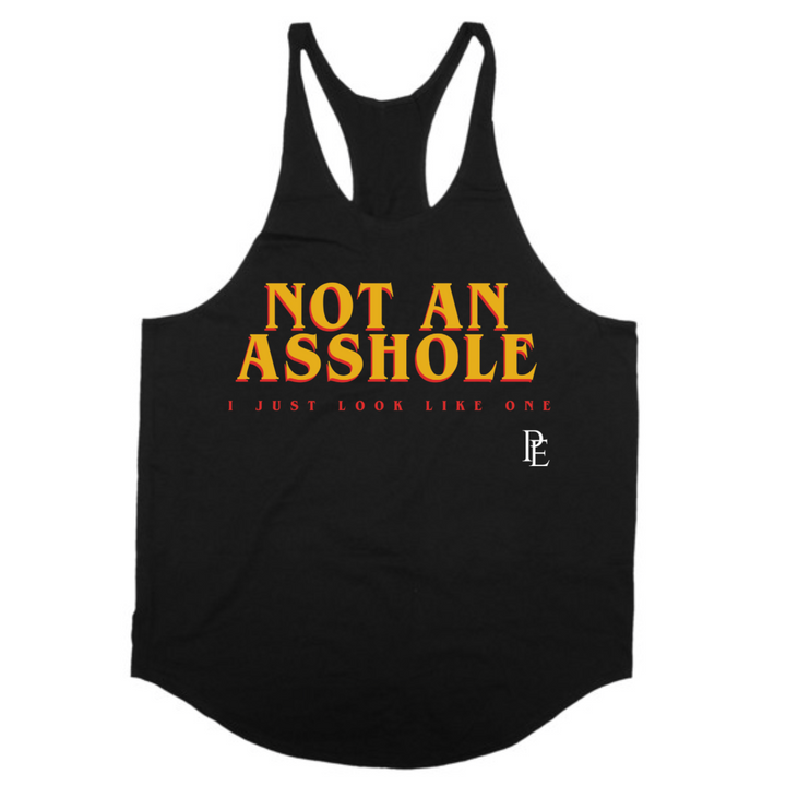 NOT AN ASSHOLE - PREMIUM MEN'S STRINGER TANK TOP- BLACK