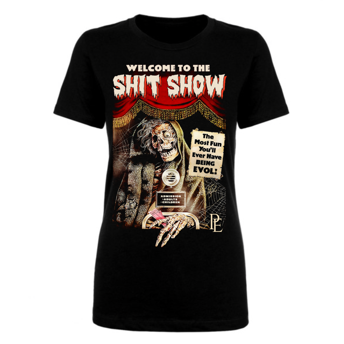 WELCOME TO THE SHIT SHOW - PREMIUM WOMEN'S S/S TEE - BLACK