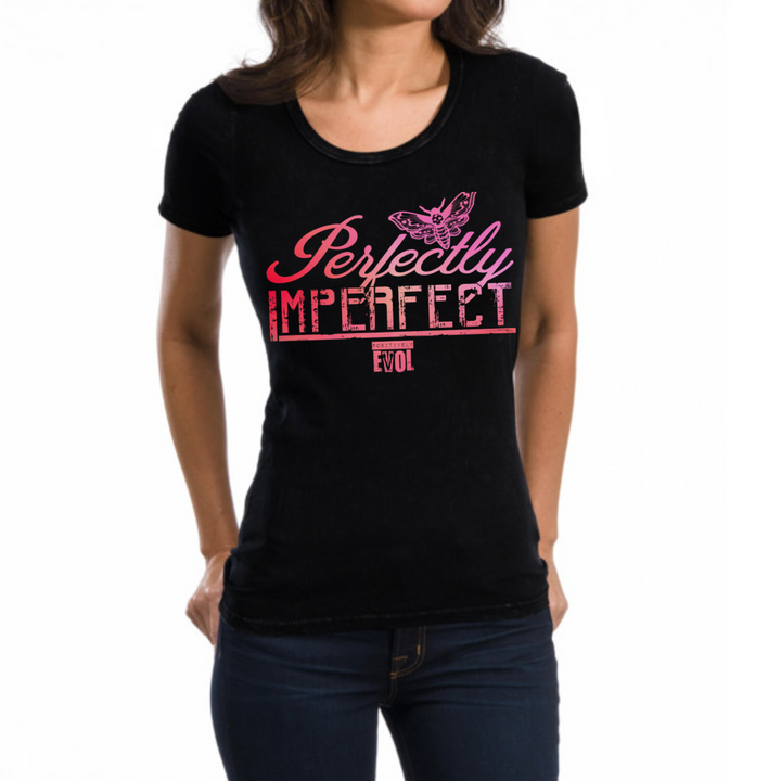 PERFECTLY IMPERFECT SHERBET - WOMEN'S S/S PREMIUM CREW NECK TEE - BLACK