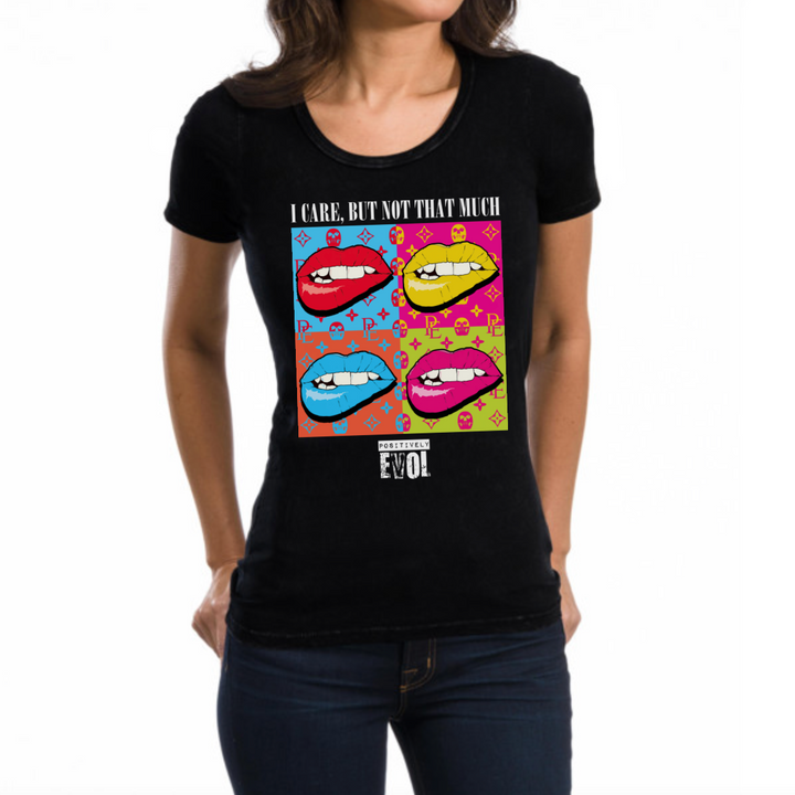 I CARE - PREMIUM WOMEN'S S/S CREW NECK TEE - BLACK