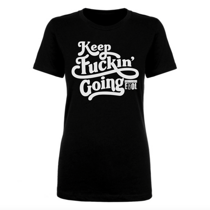 KEEP F$#@ING GOING - WOMEN'S S/S PREMIUM TEE - BLACK