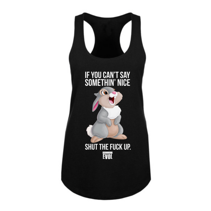 SHUT THE F#$K UP - PREMIUM WOMEN'S RACERBACK TANKTOP - BLACK