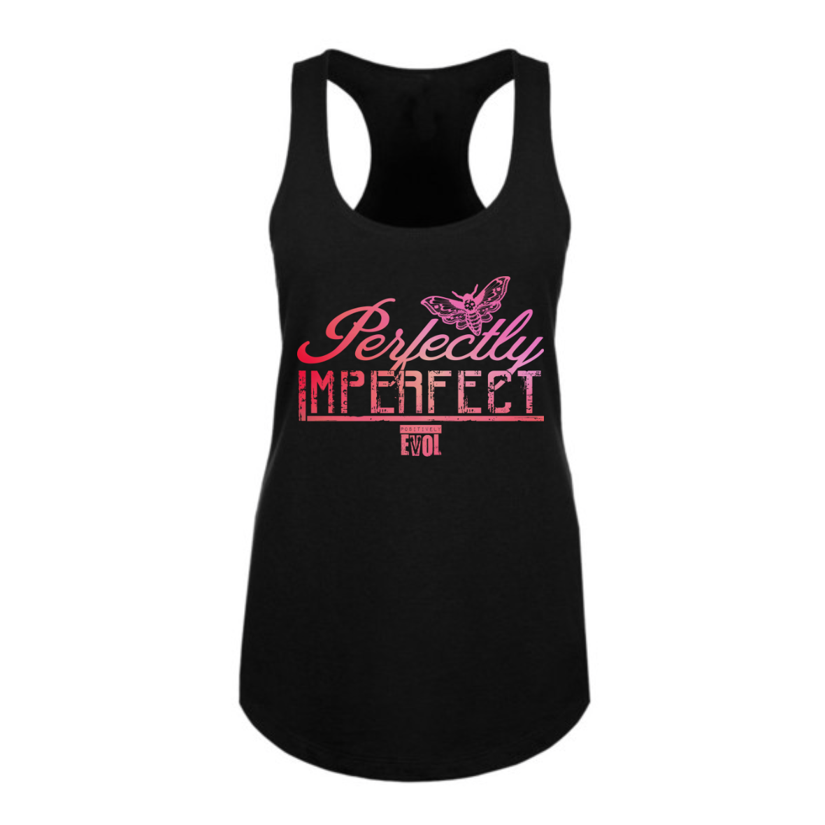 PERFECTLY IMPERFECT SHERBET - PREMIUM WOMEN'S RACERBACK TANKTOP - BLACK