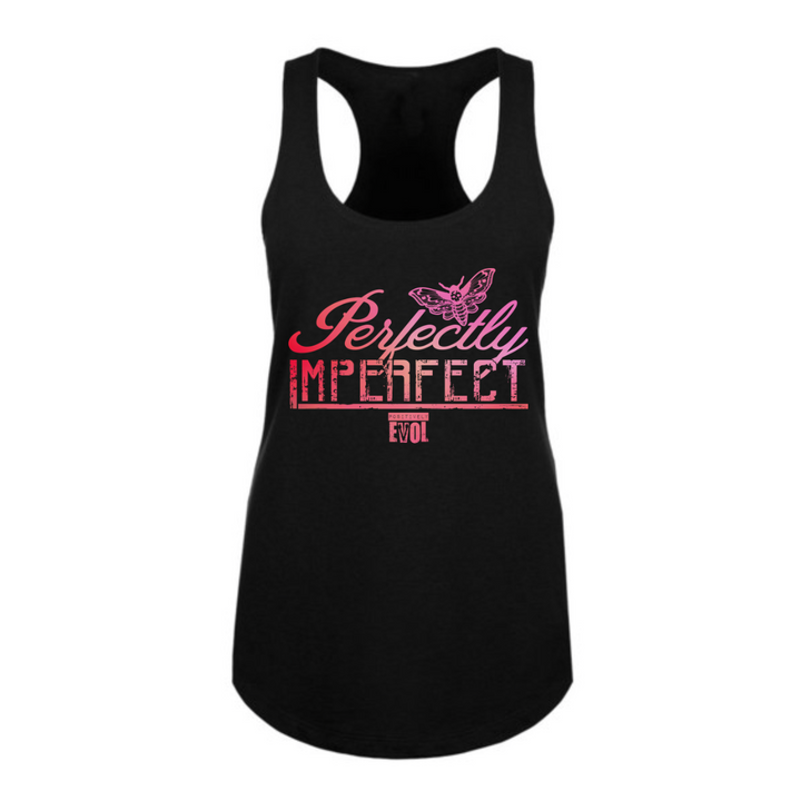 PERFECTLY IMPERFECT SHERBET - PREMIUM WOMEN'S RACERBACK TANKTOP - BLACK