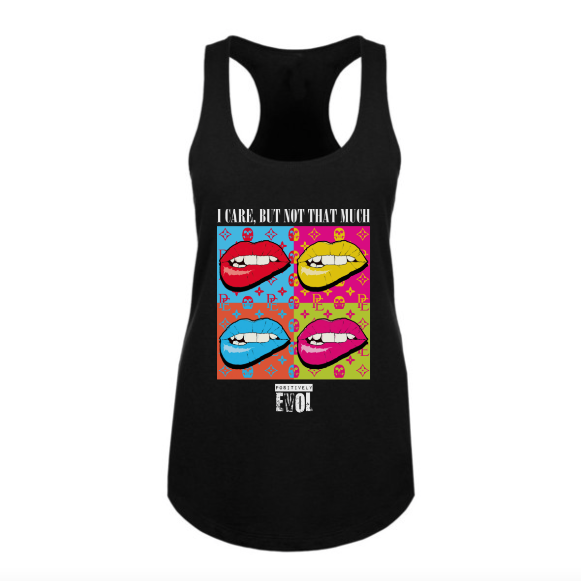 I CARE - PREMIUM WOMEN'S RACERBACK TANKTOP - BLACK