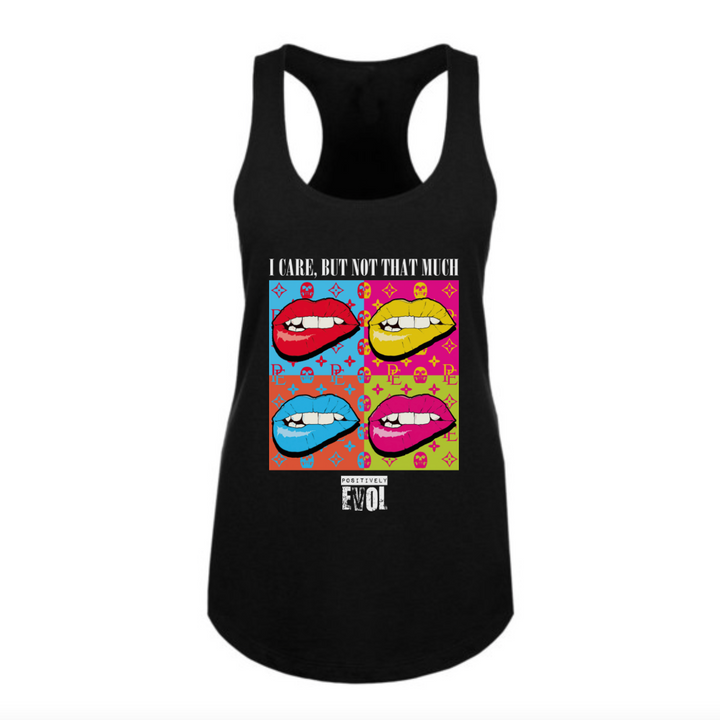 I CARE - PREMIUM WOMEN'S RACERBACK TANKTOP - BLACK
