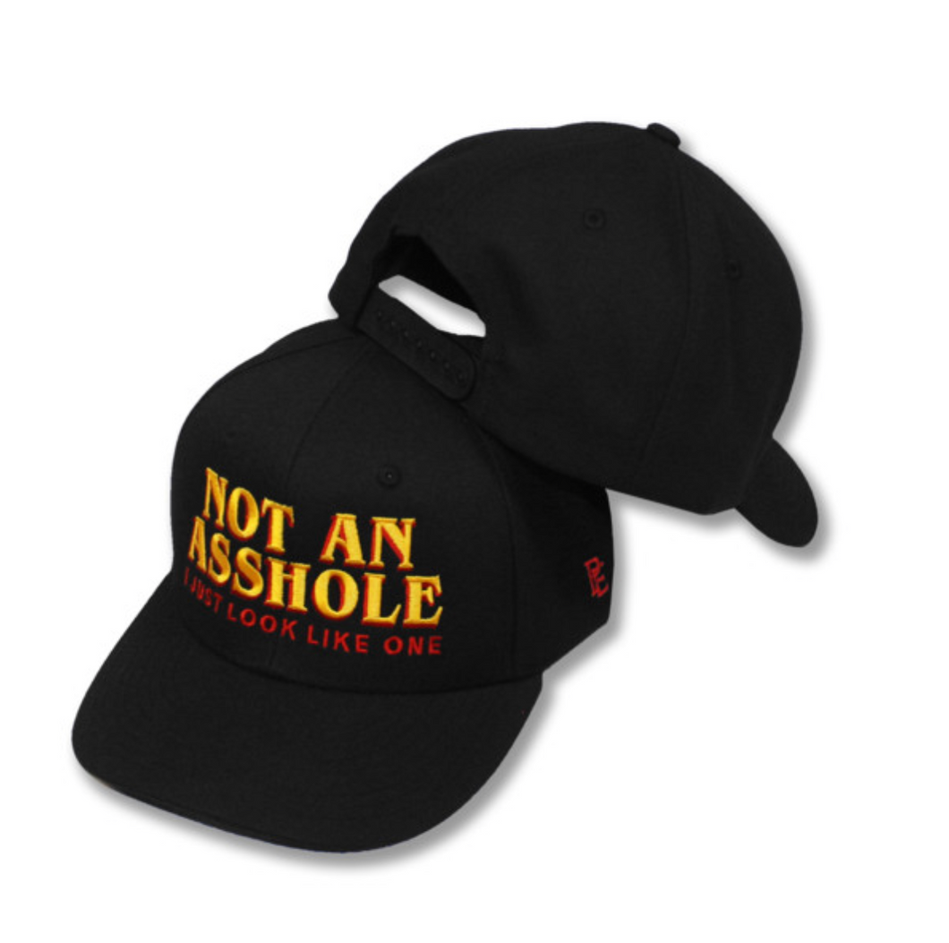 NOT AN ASSHOLE - CURVED BILL ADJUSTABLE SNAPBACK HAT - BLACK