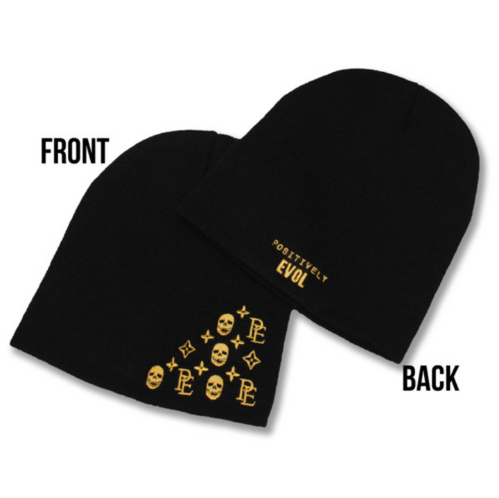 LUXURY PATTERN - GOLD - PREMIUM SHORT BEANIE - BLACK