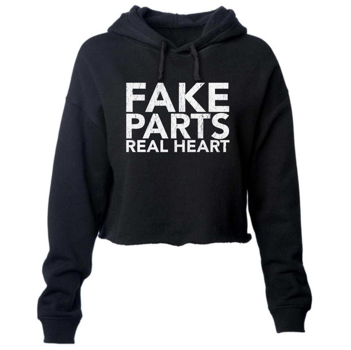 FAKE PARTS REAL HEART - PREMIUM LADIES LIGHTWEIGHT CROPPED HOODIE