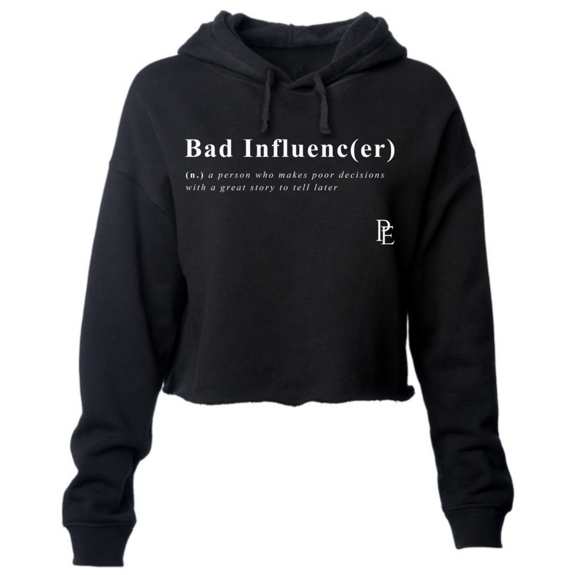 BAD INFLUENCE(ER) - PREMIUM WOMEN'S CROPPED HOODIE - BLACK