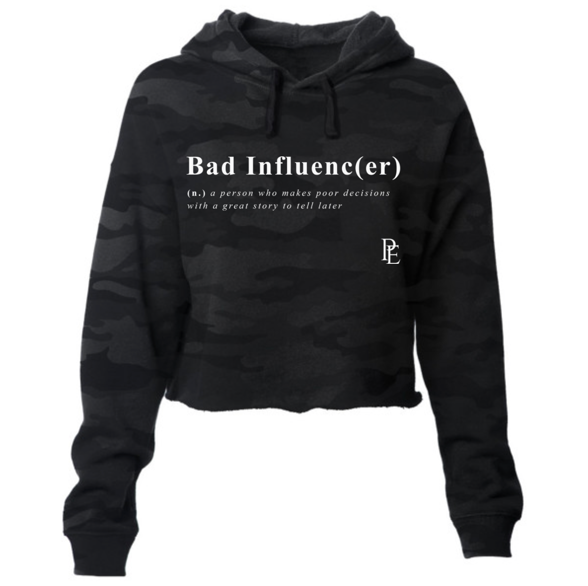BAD INFLUENCE(ER) - PREMIUM WOMEN'S CROPPED HOODIE - SHADOW CAMO