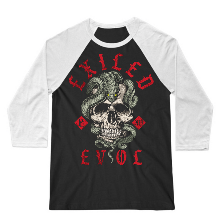 EXILED - PREMIUM 3/4 SLEEVE BASEBALL TEE - BLACK/WHITE