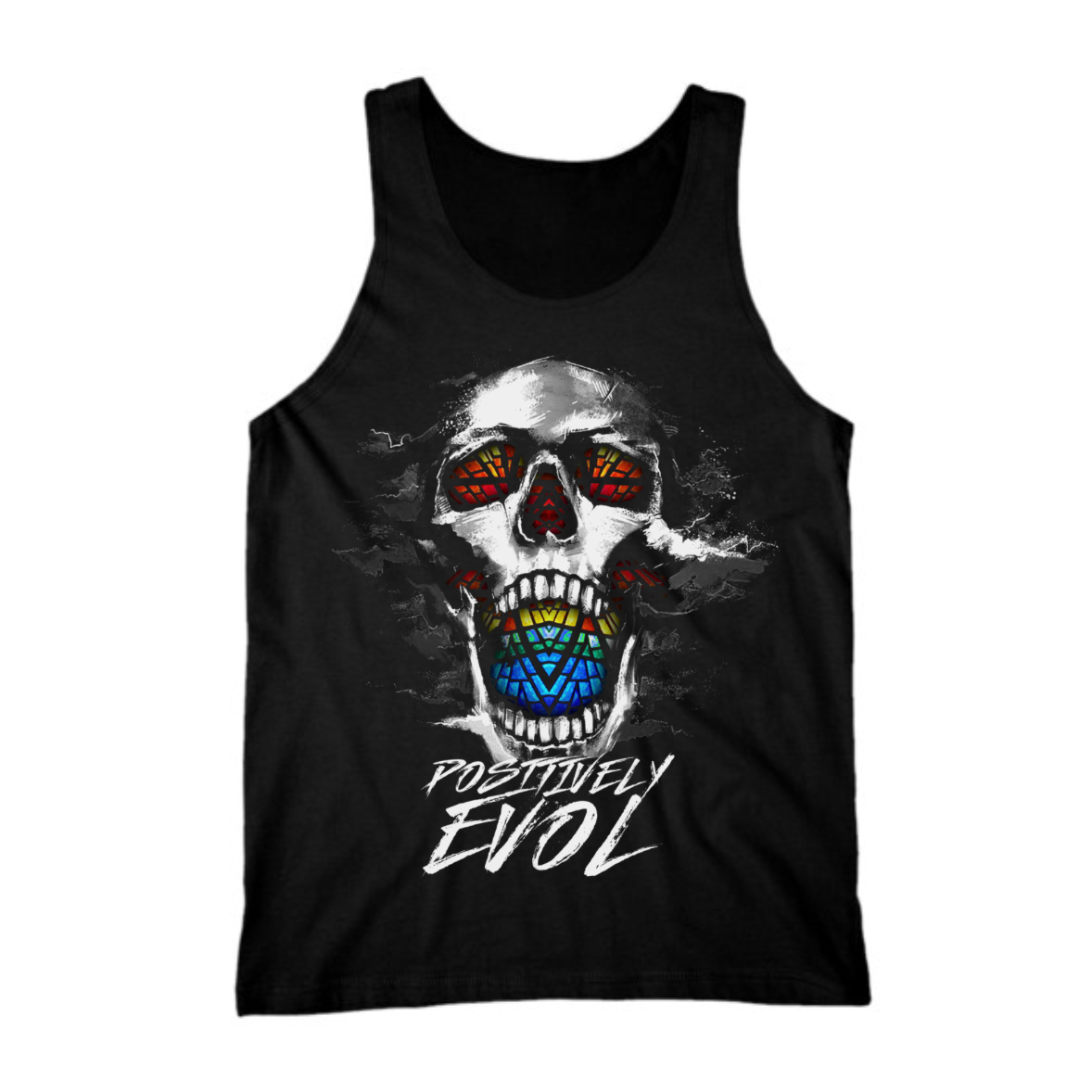 STAINED GLASS SKULL - PREMIUM TANK TOP- BLACK