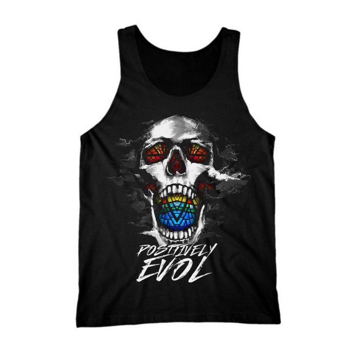 STAINED GLASS SKULL - PREMIUM TANK TOP- BLACK
